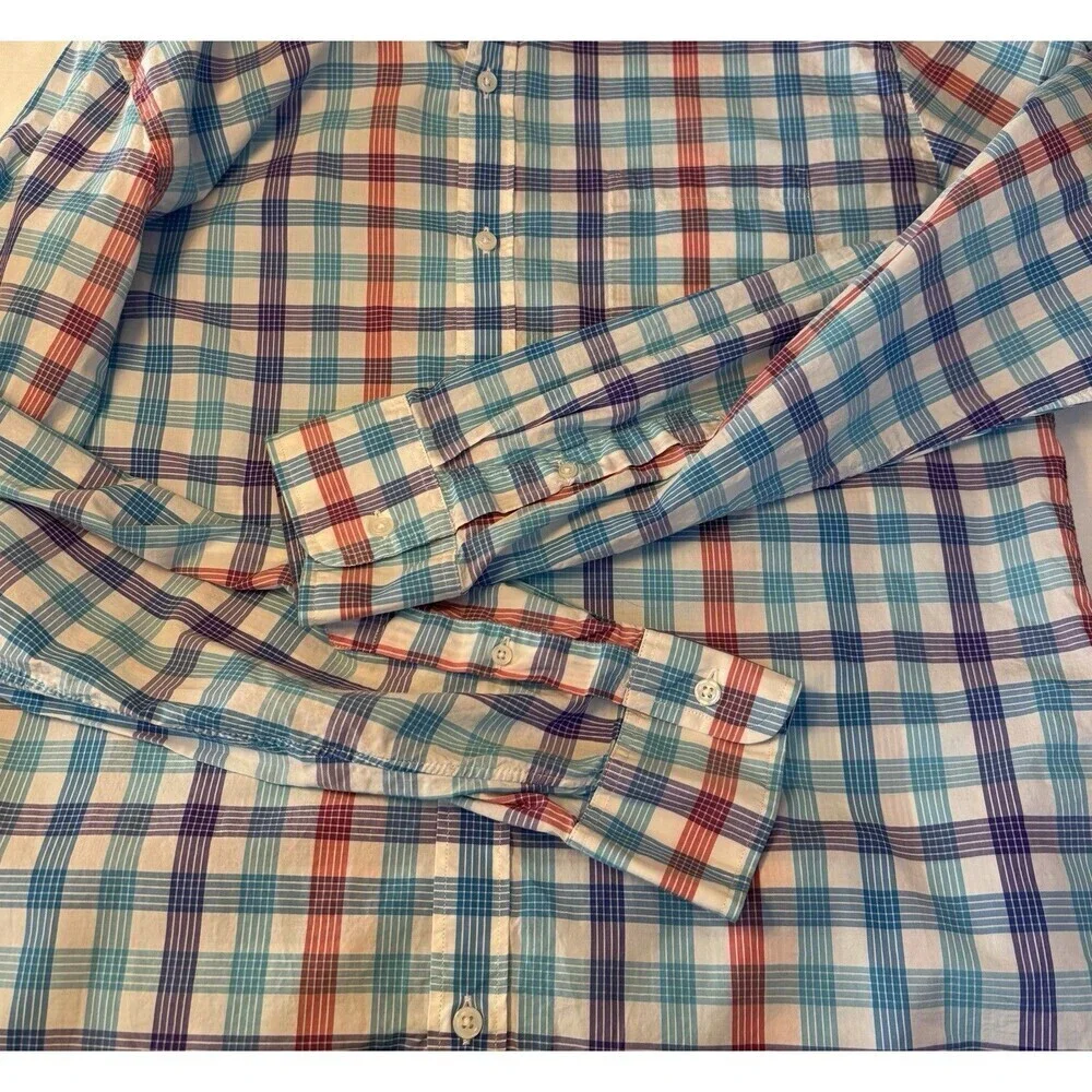 J CREW Casual Flex Button Down Shirt Men XL Slim Fit Light Weight Plaid Cotton